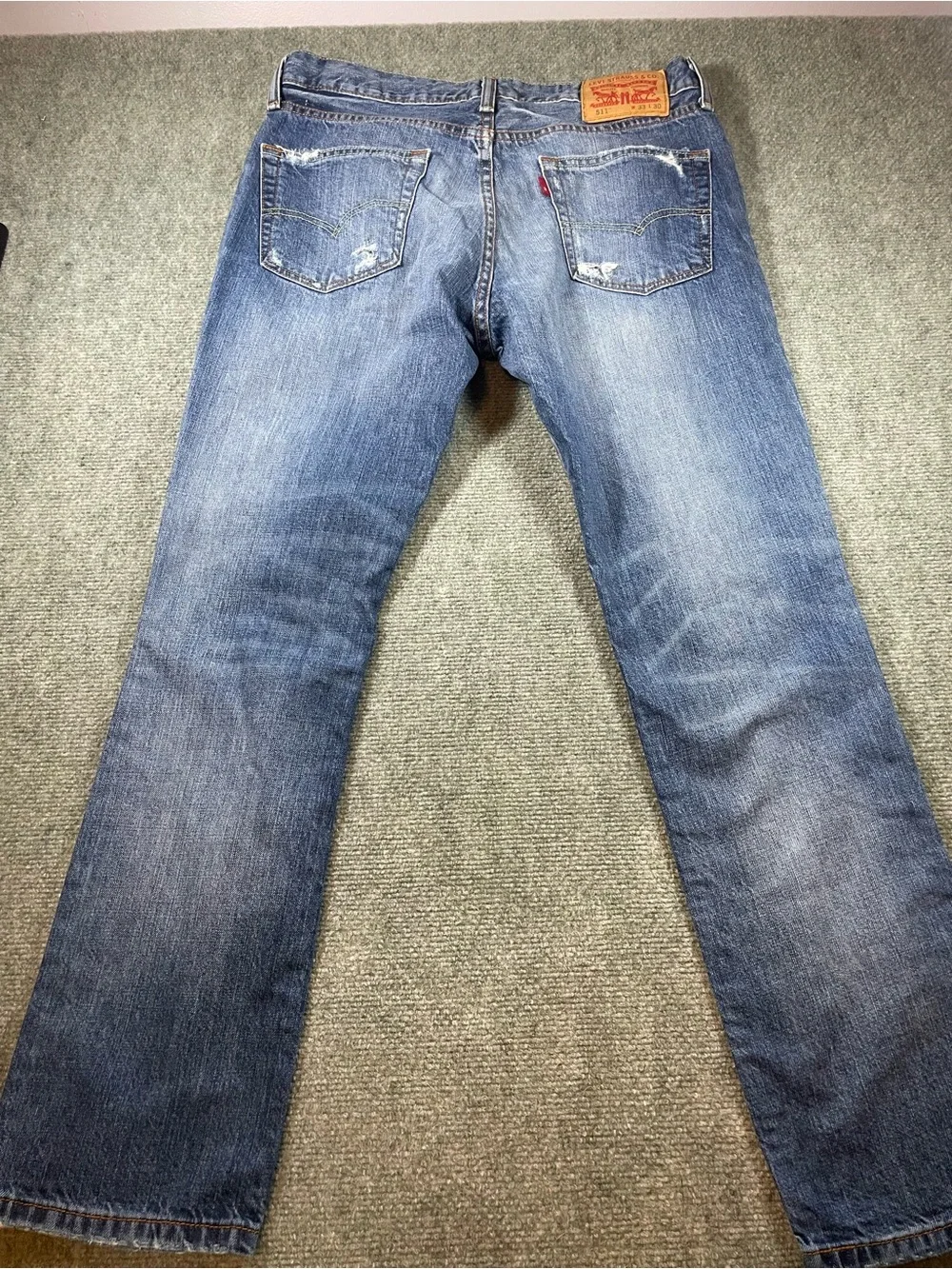 Levi's 511 Medium Blue Distressed Straight Jeans